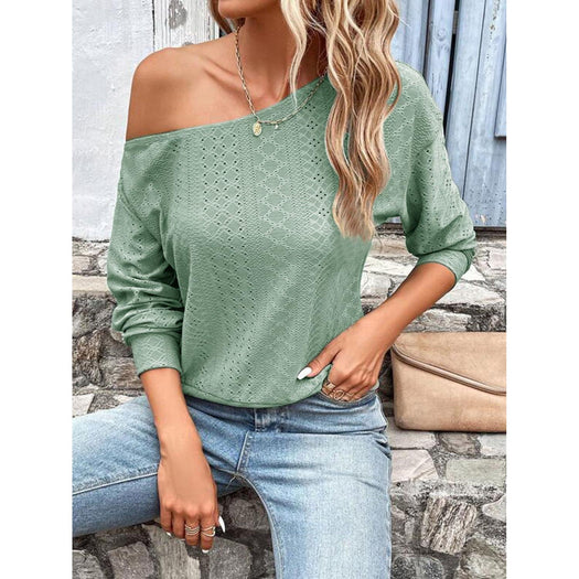 Eyelet Dropped Shoulder Blouse