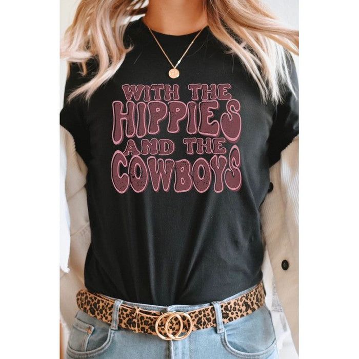 With The Hippies And The Cowboys Graphic Tee