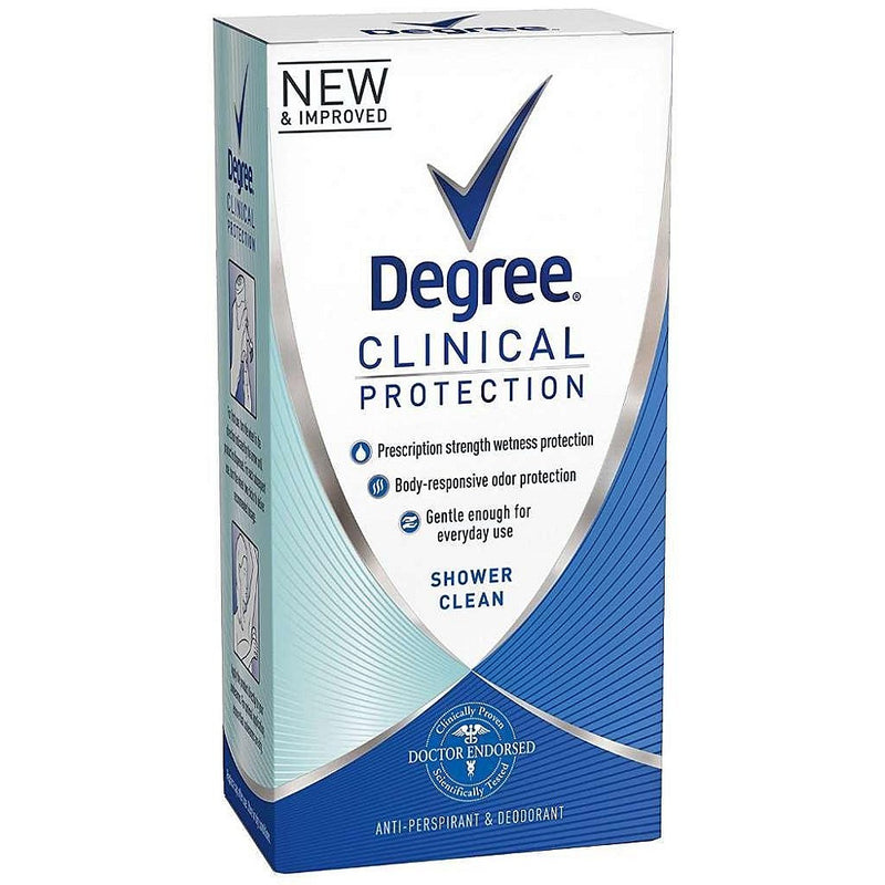 Degree Degree Women Clinical Protection Antiperspirant Deodorant, Shower Clean, 72-Hour, 1.7 oz Deodorant & Anti-Perspirant