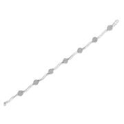 Bids.com .925 Sterling Silver 1.0 Cttw Diamond Cluster Miracle-Set Station & Twisted Bar 7" Tennis Bracelet (H-I Color, I1-I2 Clarity) Bracelets