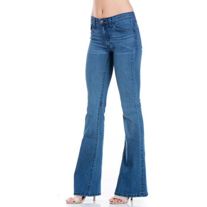 Mid Rise Flare Bell Bottom Denim Jeans Pants