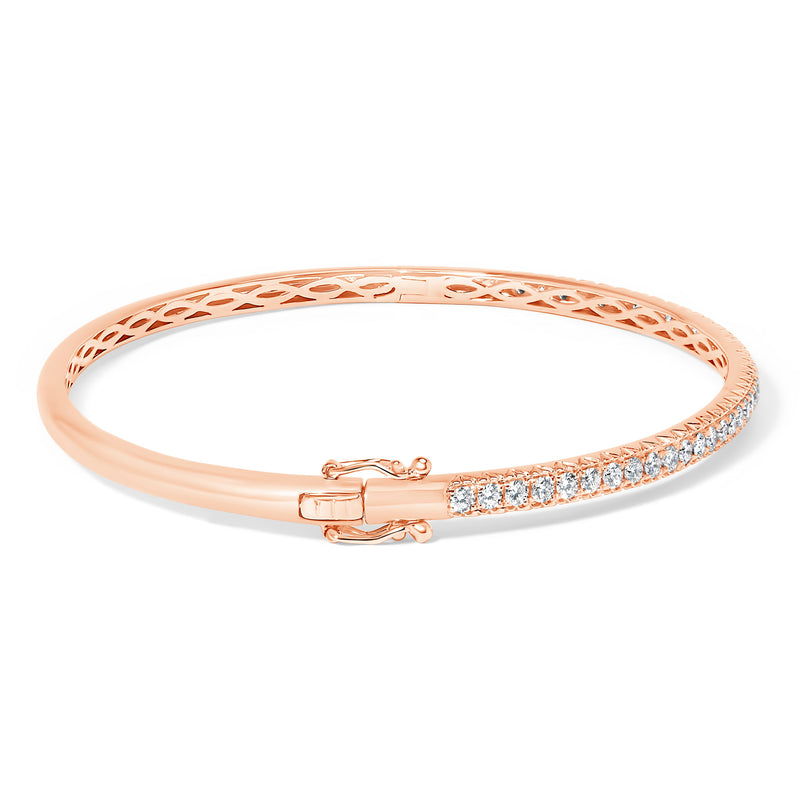 Bids.com 14K Rose Gold 1.00 Cttw Half Eternity Diamond Bangle Bracelet (G-H Color, SI2-I1 Clarity) - 7" Inches Bracelets