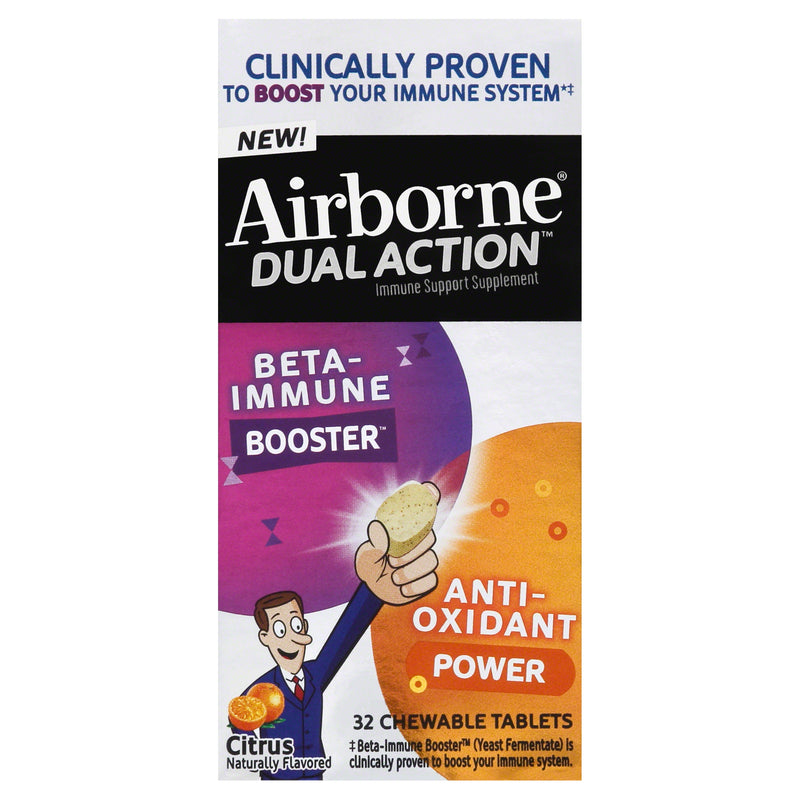 Airborne Airborne Immune Support Supplement, Dual Action, Chewable Tablets, Citrus Personal Care Black