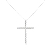 Bids.com .925 Sterling Silver 4.0 Cttw Diamond 2-1/4" Cross Pendant with Box Chain Necklace (I-J Color, I1-I2 Clarity) - 18" Necklaces