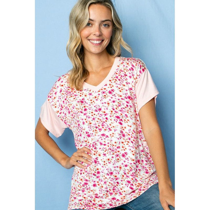 Dizzy Floral Solid Mix Boxy Top