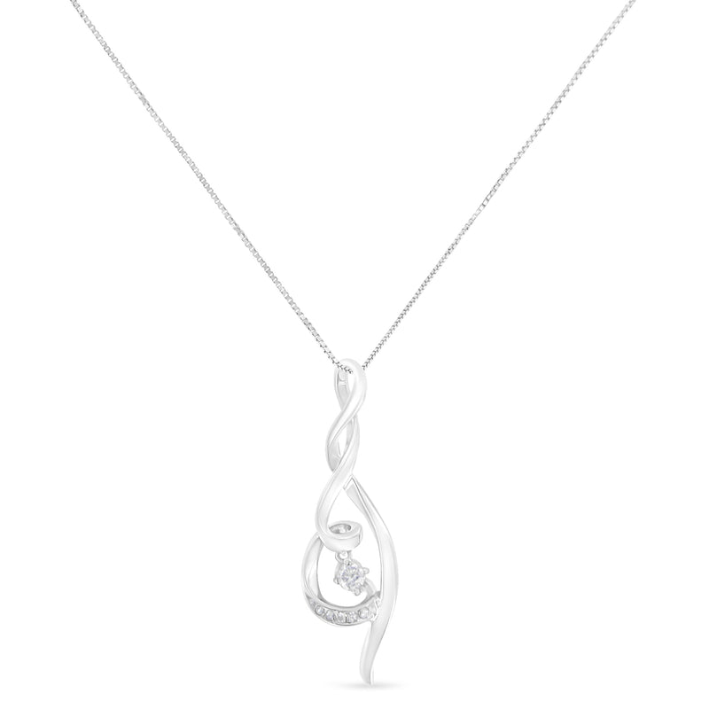 Bids.com Espira 10K White Gold 1/10 cttw Diamond Swirl Pendant Necklace (I-J, I1-I2) Necklaces