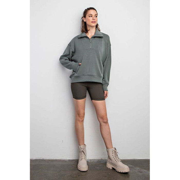 Modal Poly Span Quarter Zip Funnel Neck Pullover