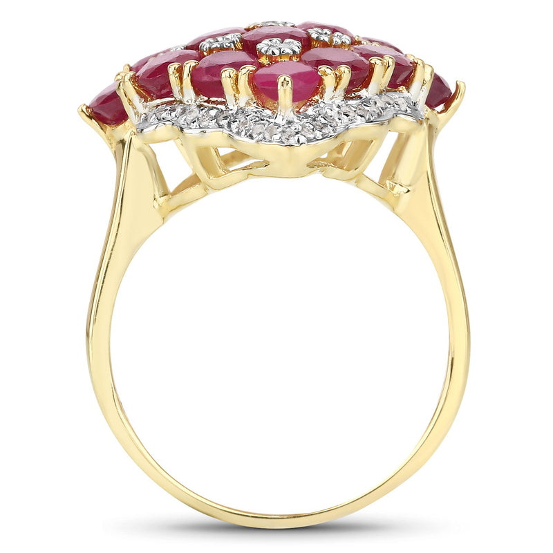 Bids.com 6.49 Carat Glass Filled Ruby and White Topaz .925 Sterling Silver Ring Rings