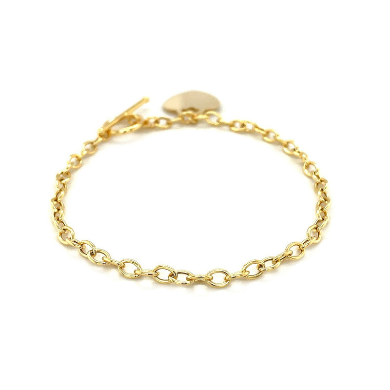 Bids.com Toggle Bracelet with Heart Charm in 14k Yellow Gold Bracelets