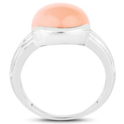 Bids.com 6.00 Carat Genuine Peach Moonstone .925 Sterling Silver Ring Rings