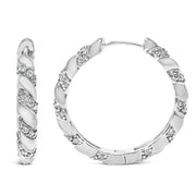 Bids.com 14K White Gold 1 1/5 Cttw Lab Grown Diamond Swirl Design 1" Inch Hoop Earrings (F-G Color, VS1-VS2 Clarity) Earrings