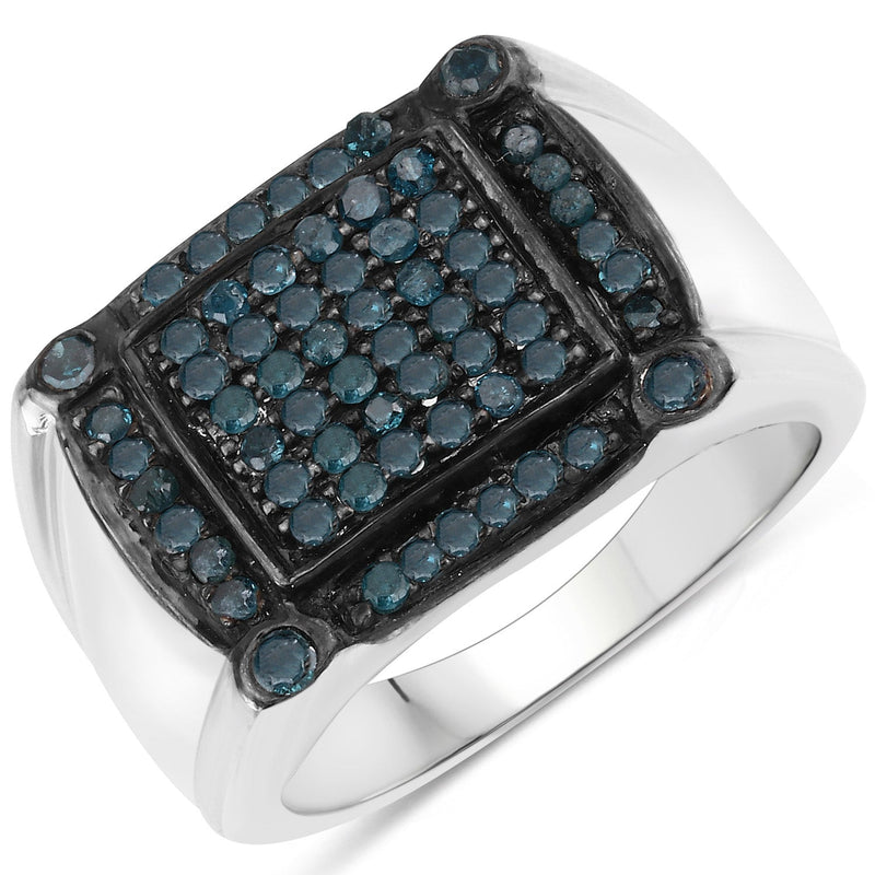 Bids.com 0.81 Carat Genuine Blue Diamond .925 Sterling Silver Ring Rings