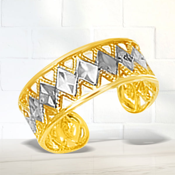 Bids.com 14k Two-Tone Gold Cuff Type Cut-Out Toe Ring with Diamond Design Rings