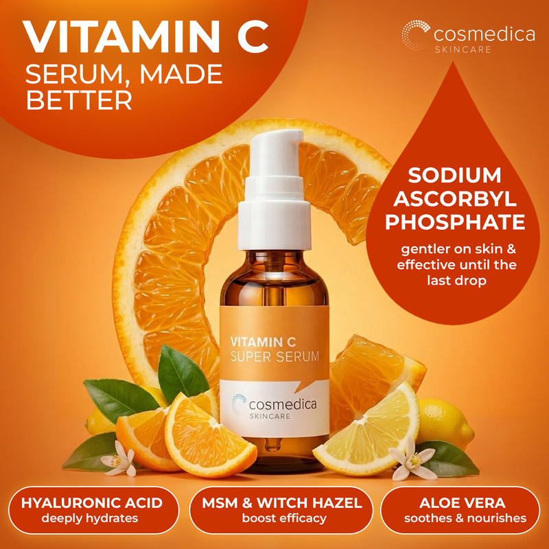 Cosmedica Skincare Cosmedica Skincare Vitamin C Serum for Face with Hyaluronic Acid – Anti Aging Serum for Dark Spots, Fine Lines, Wrinkles – Hydrating Collagen Booster for Women & Men Serum
