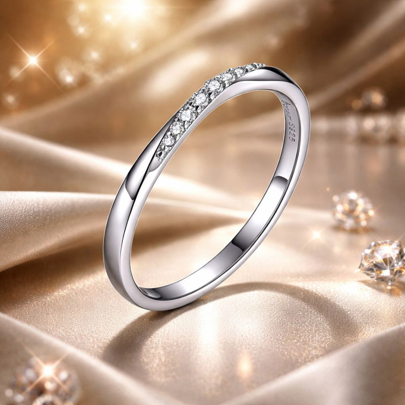 Bids.com 925 Sterling Silver Pavé Set CZ Platinum Plated Ring Size 6 for Women Rings