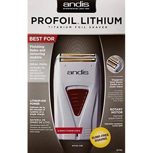 Andis Professional Corded T-Outliner® T-Blade Trimmer #04710 & Cordless Titanium Foil Shaver #17235, Flat Top Comb, Thin Water Spray, Fade Brush, Combo Set