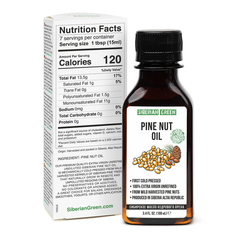 SiberianGreen.com Extra Virgin Siberian Pine Nut Oil – 100% Pure & Cold Pressed Cooking Oils