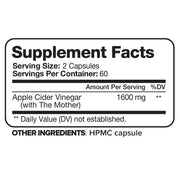 Nutrivein Nutrivein Premium Apple Cider Vinegar Supplements with Mother - 1600 mg - 120 Capsules 9B-W5LZ-LO3O