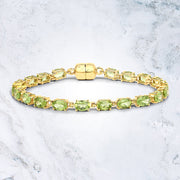 Bids.com 18K Yellow Gold Plated 9.03 Carat Genuine Peridot .925 Sterling Silver Bracelet Bracelets