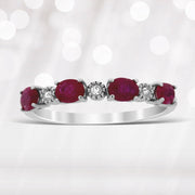 Bids.com 1.08ct Ruby Diamond Fashion band rings 14KT White Gold Rings