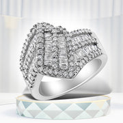 Bids.com 14K White Gold 1-1/2 Cttw Round and Baguette Diamond Bypass Cocktail Ring Band (H-I Color, SI1-SI2 Clarity) - Size 7 Rings