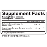 Nutrivein Nutrivein Premium Berberine 1200 mg with Ceylon Cinnamon - 120 Capsules GR-4L51-YC9A