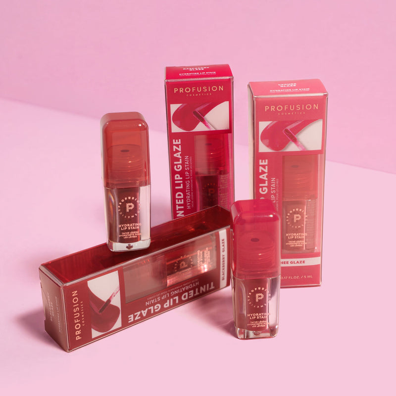 Profusion Cosmetics Lip Glaze Hydrating Lip Stain Lips Pink Maple Glaze,Strawberry Glaze,Cherry Glaze,Peach Glaze,Lychee Glaze,Raspberry Glaze,Blackberry Glaze