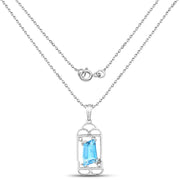 Bids.com 4.57 Carat Genuine Swiss Blue Topaz & White Topaz .925 Sterling Silver Pendant Pendants