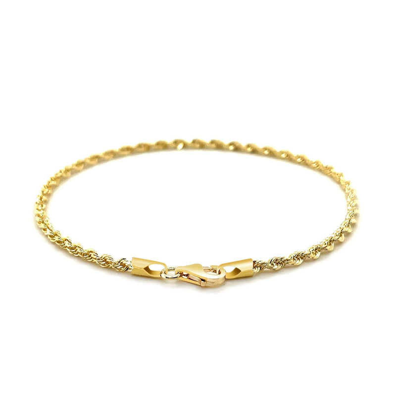 Bids.com 2.5mm 14k Yellow Gold Solid Diamond Cut Rope Bracelet Bracelets