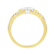 Bids.com 10K Two Tone Color 2/3 Cttw Diamond Kite and Twist Shank Ring (H-I Color,SI2-I1 Clarity) Rings