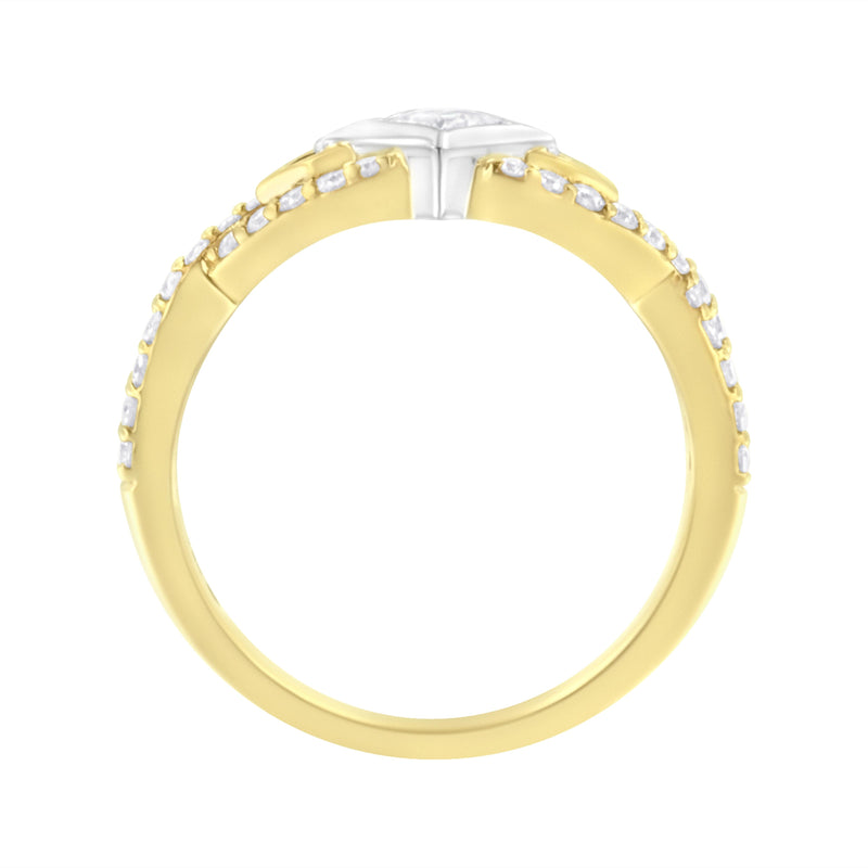 Bids.com 10K Two Tone Color 2/3 Cttw Diamond Kite and Twist Shank Ring (H-I Color,SI2-I1 Clarity) Rings
