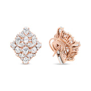 Bids.com 18K Rose Gold 8 1/3 Cttw Pear and Round Diamond Floral Cluster Omega Earrings (F-G Color, VS1-VS2 Clarity) Earrings