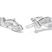 Bids.com 14K White Gold 4.0 Cttw Invisble Set Princess-Cut Diamond Wave Style Link Bracelet (H-I Color, SI2-I1 Clarity) - 7" Bracelets