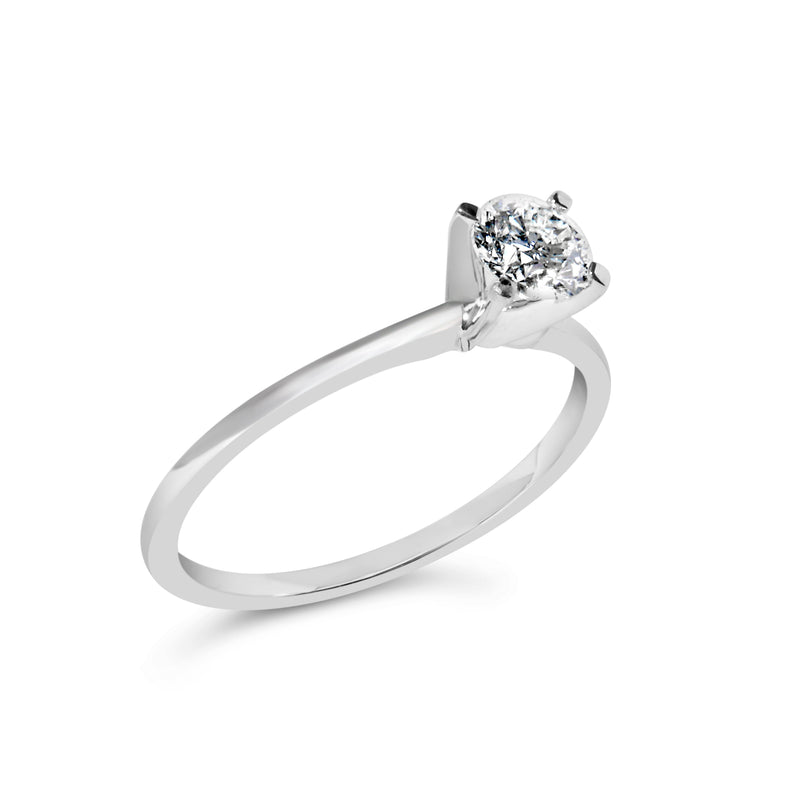 Bids.com 14K White Gold 1/2 Cttw Round Lab Grown Diamond 4 Prong Solitaire Engagement Ring (F-G Color, VS2-SI1 Clarity) - Size 7 Rings