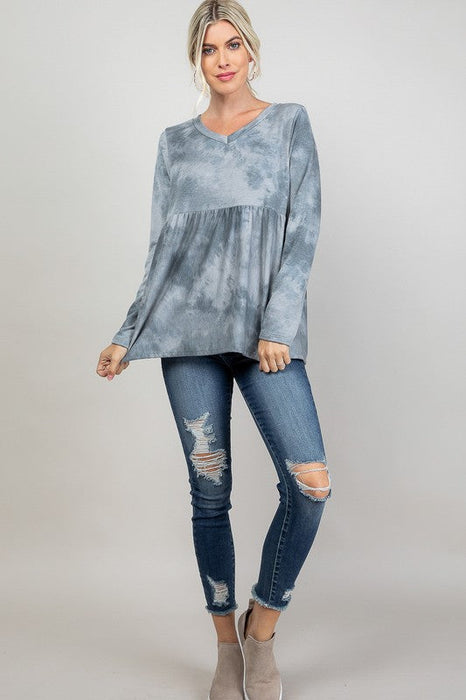 Plus Cloud Tie Dye Babydoll Top