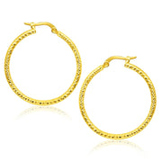 Bids.com 14k Yellow Gold Tube Textured Round Hoop Earrings Earrings