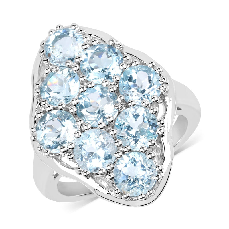 Bids.com 5.40 Carat Genuine Blue Topaz .925 Sterling Silver Ring Rings