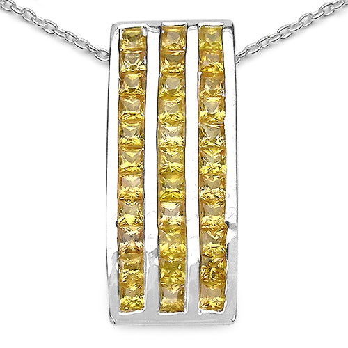 Bids.com 2.16 Carat Genuine Yellow Sapphire .925 Sterling Silver Pendant Pendants