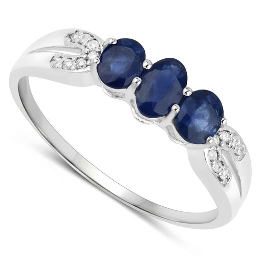 Bids.com 0.73 Carat Genuine Blue Sapphire and White Diamond 14K White Gold Ring Rings