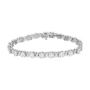 Bids.com 14K White Gold 4 7/8 Cttw Round Brilliant-Cut Diamond Round Cluster & X-Link 7" Tennis Bracelet (I-J Color, SI2-I1 Clarity) Bracelets
