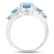 Bids.com 3.37 Carat Genuine Swiss Blue Topaz .925 Sterling Silver Ring Rings