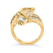 Bids.com 14K Yellow Gold 1 1/3 Cttw Channel Set Diamond Bypass Cocktail Ring (J-K Color, I1-I2 Clarity) - Ring Size 7 Rings