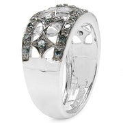 Bids.com 0.29 Carat Genuine Blue Diamond .925 Sterling Silver Ring Rings
