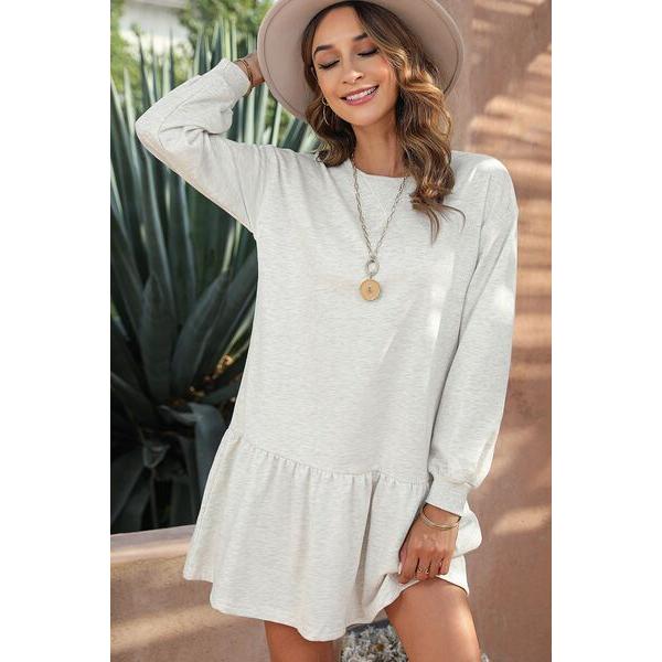 Round Neck Dropped Shoulder Mini Dress