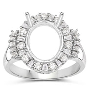 Bids.com 0.83 Carat Genuine White Diamond 14K White Gold Semi Mount Ring - holds 11x9mm Oval Gemstone Rings
