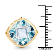 Bids.com 12.79 Carat Genuine Blue Topaz .925 Sterling Silver Ring Rings