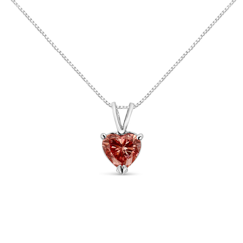 Bids.com IGI Certified 14K White Gold Martini Set 1.00 Cttw Lab Grown Pink Heart Diamond Solitaire 18" Pendant Necklace (Pink Color, SI2 Clarity) Necklaces