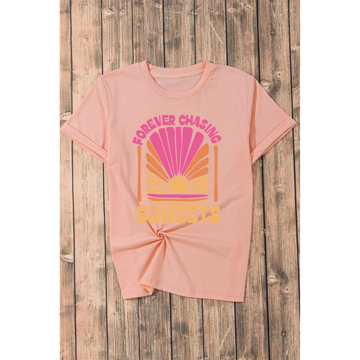 Forever Chasing Sunsets Round Neck T-Shirt