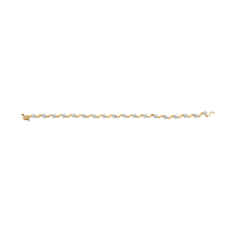 Bids.com 10k Yellow Gold 1.00 Cttw Round-Cut Diamond Floral S-Link 7.50" Bracelet (I-J Color, I2-I3 Clarity) Bracelets