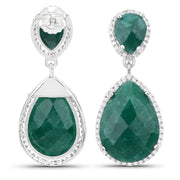 Bids.com 19.42 Carat Dyed Emerald and White Topaz .925 Sterling Silver Earrings Earrings
